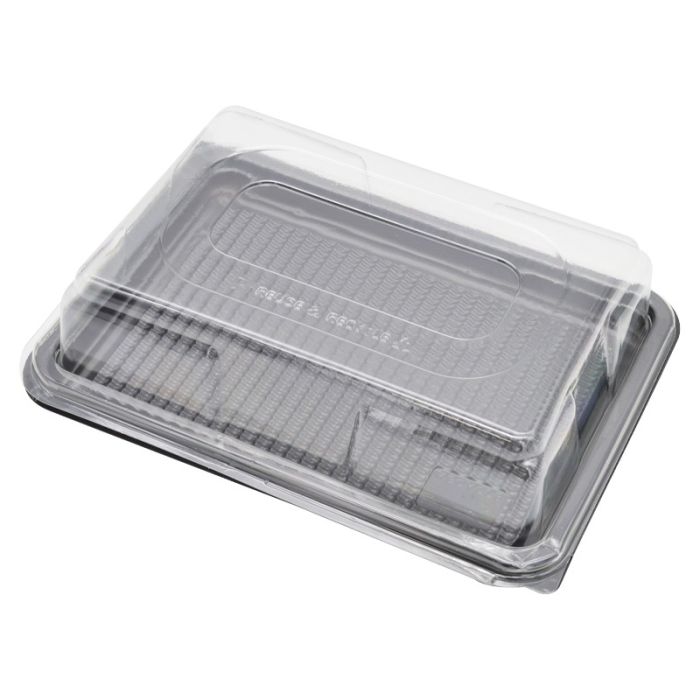 Buffet Platter Black Base & Clear Lid Mini 25cm x 18cm (Pack 5)