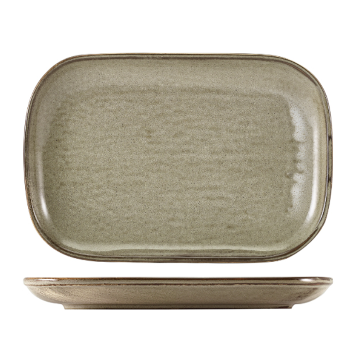 Genware Terra Porcelain Grey Rectangular Plate 34.5 x 23.5cm