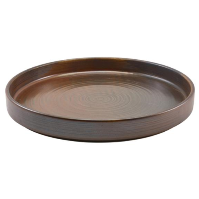 Genware Terra Porcelain Rustic Copper Presentation Plate 26cm