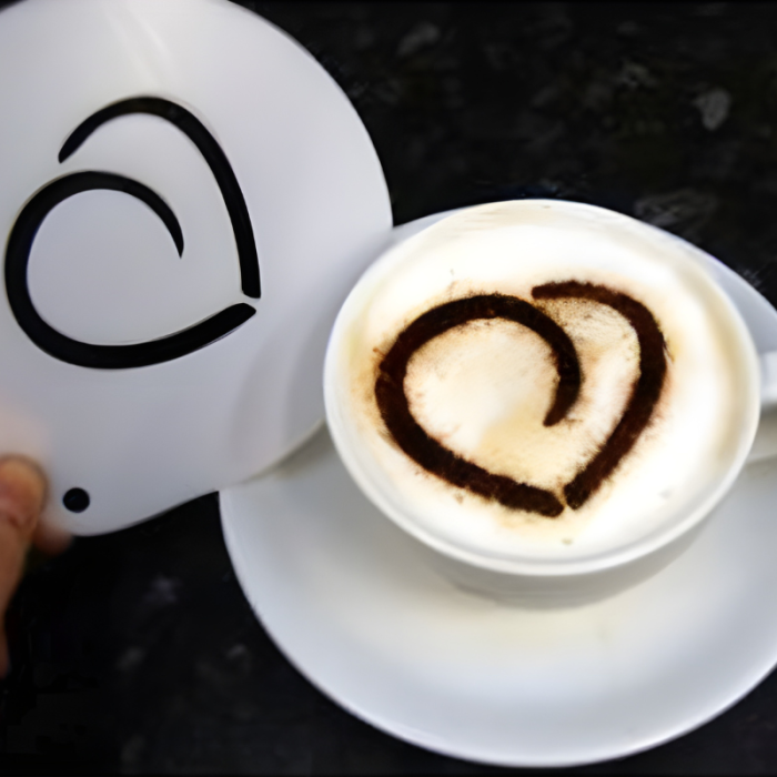 Cappuccino Coffee Stencil - Rounded Heart