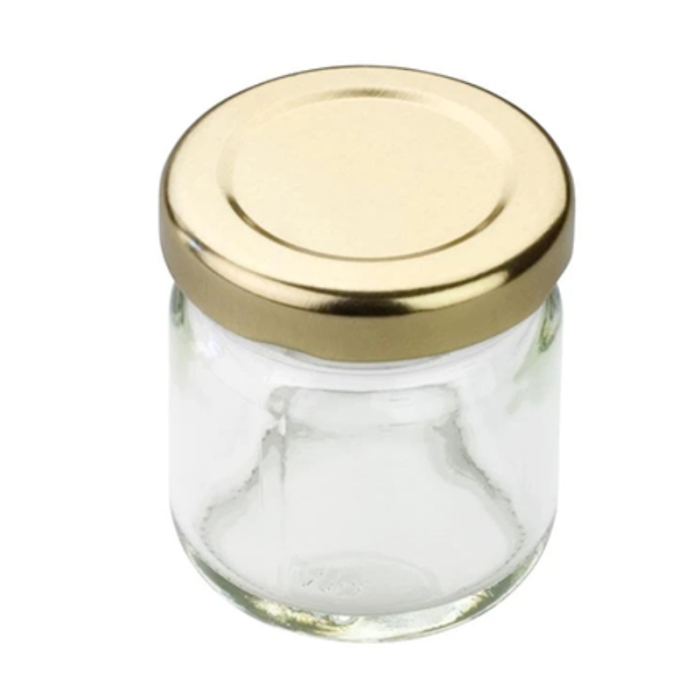 Tala Round Breakfast Mini Glass Jar with Gold Screw Top Lid 44ml / 1.5 oz
