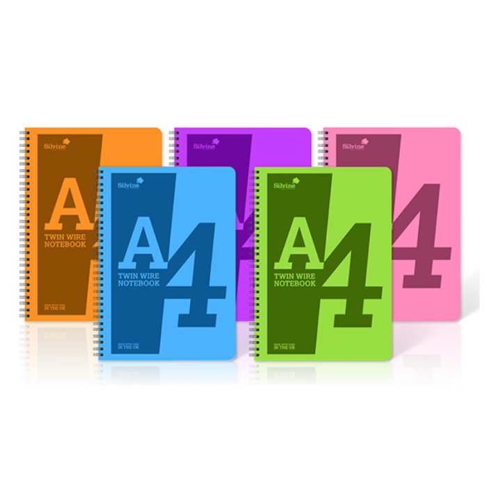 Silvine Twin Wire Notebook Lined 160 Pages A4