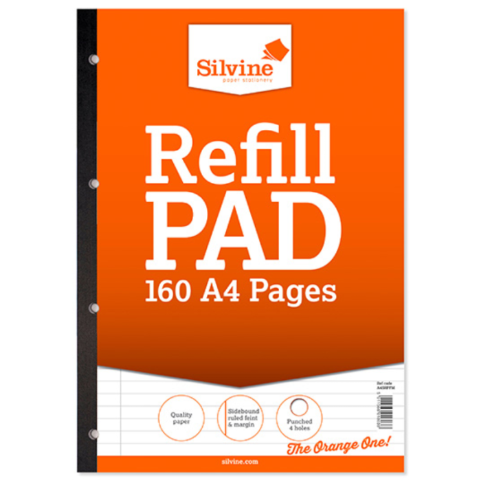 Silvine A4 Refil Pad 160 Pages Sidebound Lined with Margin
