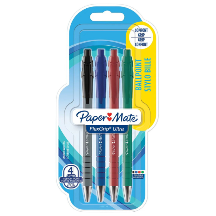 Paper Mate Flexgrip Ultra Retractable Ballpoint Pens 1.0mm (Pack 4)