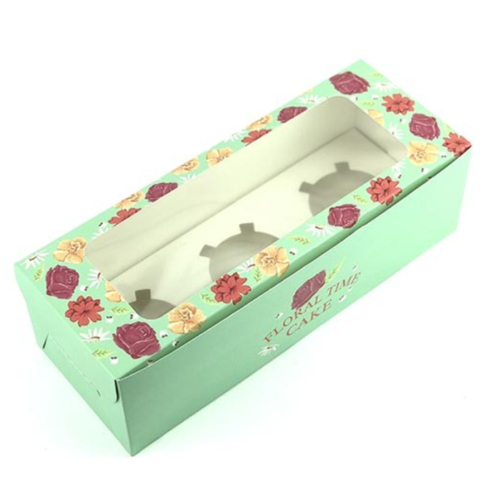 Floral Cupcake Holder 3 Inserts 24x9x7cm (Pack 12)