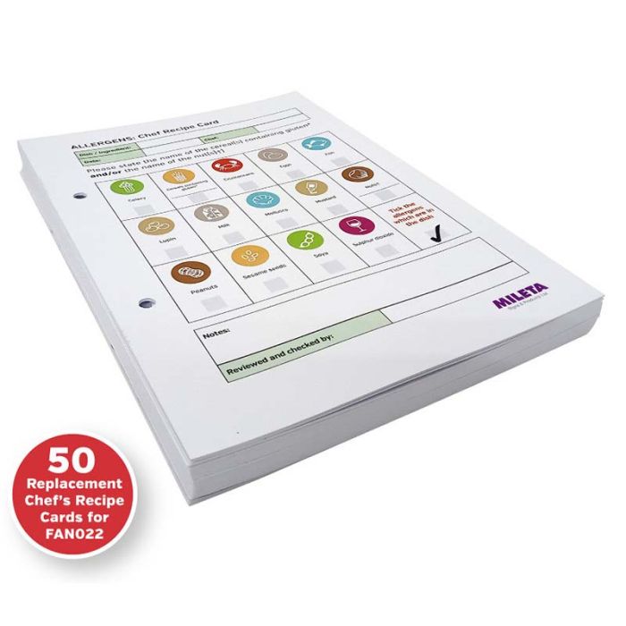 Chef Dishes Staff Allergy Guide Replacement Cards (Pack50)