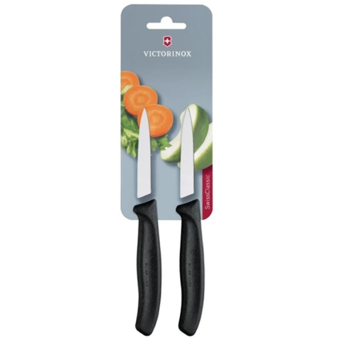Victorinox Polypropylene Paring Knife with Pointed Tip in Black 8cm (Pack2)
