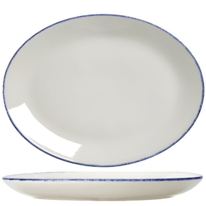 Steelite Blue Dapple Oval Coupe Plate 34.25cm / 13.5" (Pack 12)