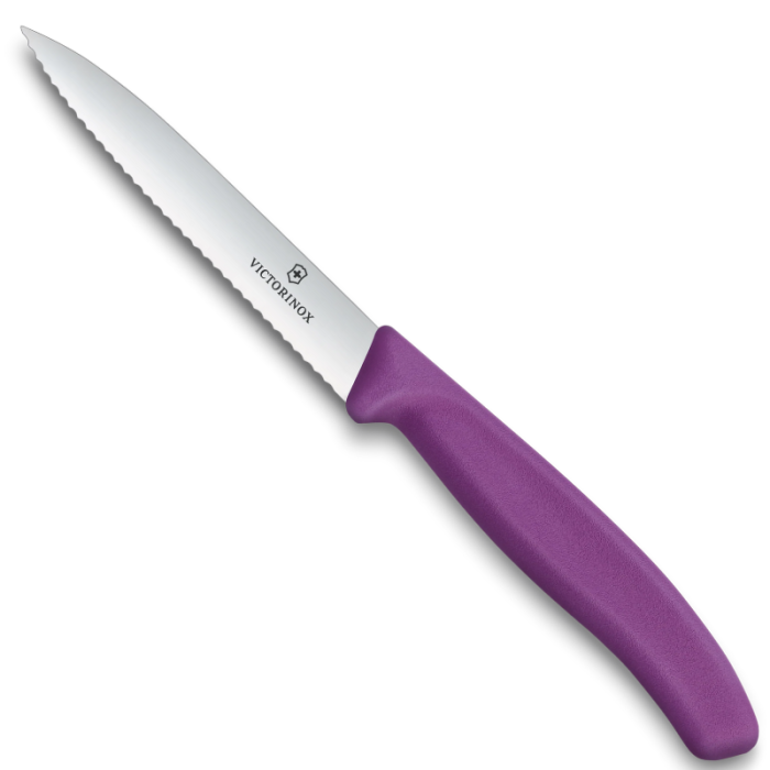 Victorinox Polypropylene Paring Knife with Pointed Tip Serrated Edge in Purple 10cm