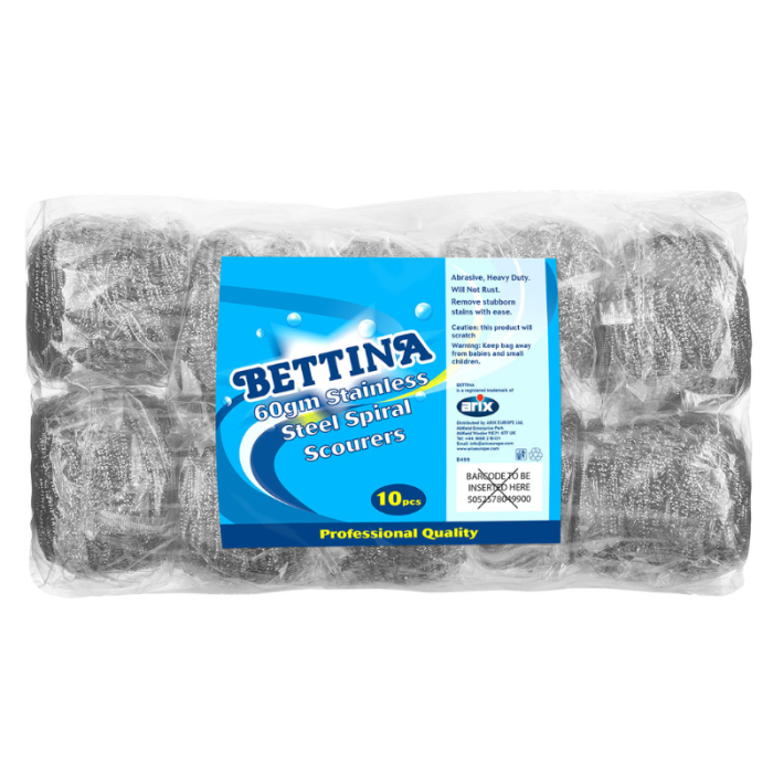 Bettina Steel Spiral Scourer 60g (Pack 10)