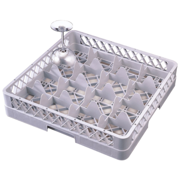 Light Grey 16 Compartment Glass Dishwasher Rack 50x50cm