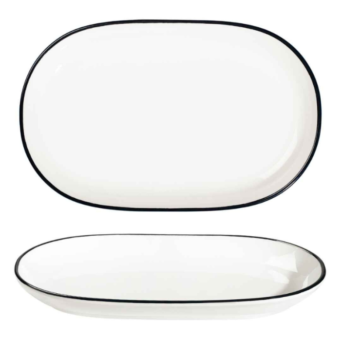 Modest Black Contemporary Oval Platter 33 x 21cm (Pack 6)