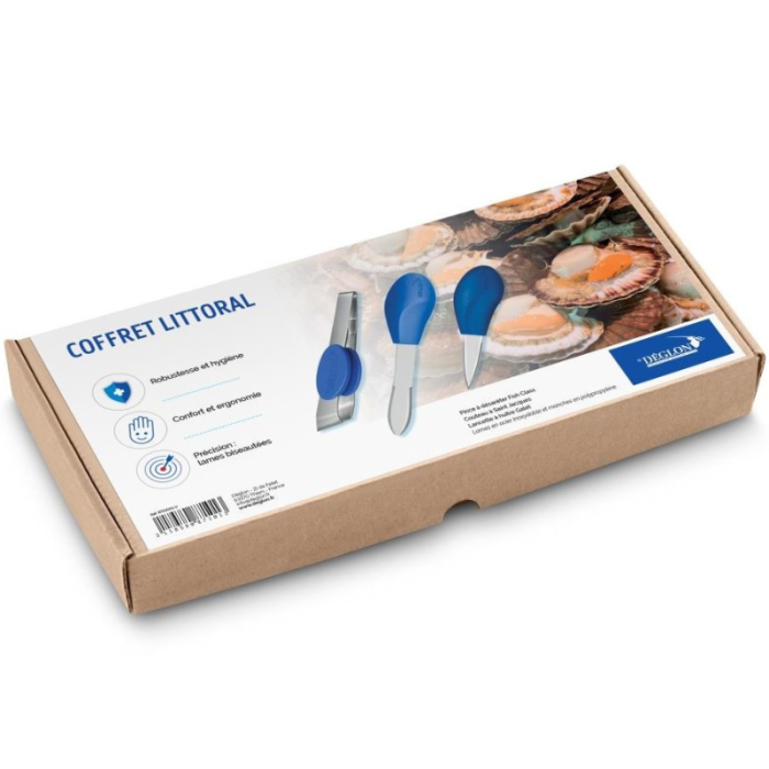 Deglon Littoral Set 3pcs (Oblique Tweezers, Scallop & Oyster Knives)