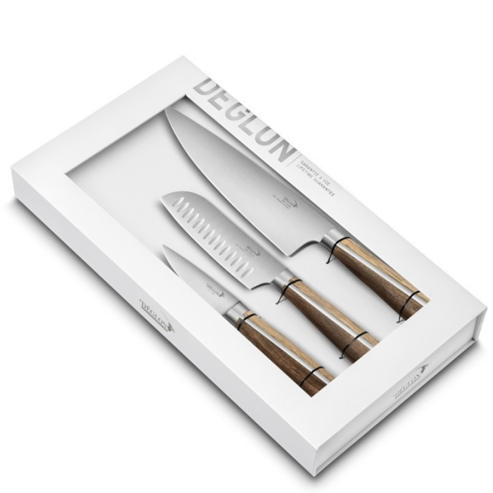 Deglon High Woods Paring, Mini Santoku & Chef's Knife Set