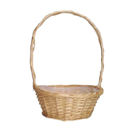 Round Florida White Basket with Handle 10"