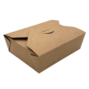 Kraft Biodegradeable Food Carton No 5, 152 x 120mm at base, 1050ml (Pack 150)