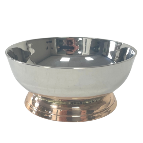 Steel Ice cream Dish LOW with Copper Base Rim 9.5cm (d) x 4cm(h)