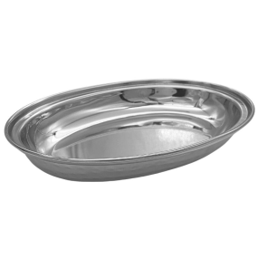 Stainless Steel Hammered Double Wall Oval Serving Dish 23.5cm