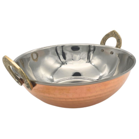 Copper Hammered Double Wall Karahi Balti Dish 21cm