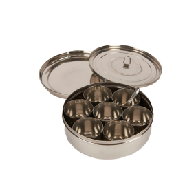 Round Stainless Steel Masala Daba / Spice box No.12 20cm