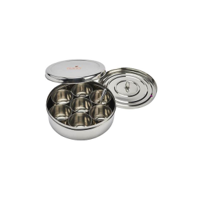 Round Stainless Steel Masala Daba / Spice box No.13 22cm