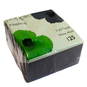 Dinner Napkin 2ply 40cm Black (Pack 125) [125/16]