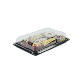 Buffet Platter Black Base & Clear Lid Small 355 x 250mm (Pack 5)