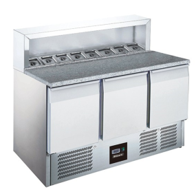 Blizzard BCC3PREPGRANITE 3 Door Compact Pizza Prep Counter with Granite Top