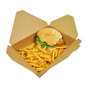 Kraft Cardboard Takeaway Food Container No 2, 1400ml (Pack 200)
