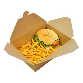 Kraft Cardboard Takeaway Food Container No 3, 1950ml (Pack 200)