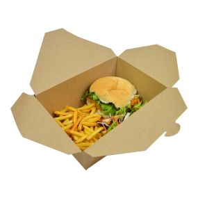 Kraft Cardboard Takeaway Food Container No 4, 2600ml (Pack 160)