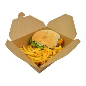 Kraft Cardboard Takeaway Food Container No 5, 1050ml (Pack 300)