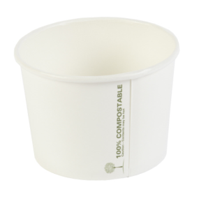 Biodegradable White PLA Soup Container 16oz (Pack 25) [500]