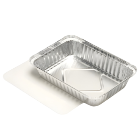 Aluminium Foil Square Container and Lid 21.4x15x4cm 0.8L (Pack 10)