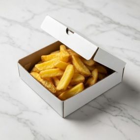 Corrugated Box, Chip, White, 145 x 138 x 46 mm (Pack 100) with Chips