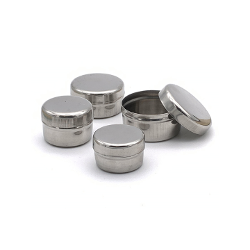 Round Mini Steel Storage Container (Kajal No3) 3.5cm x 2.5cm / 24ml