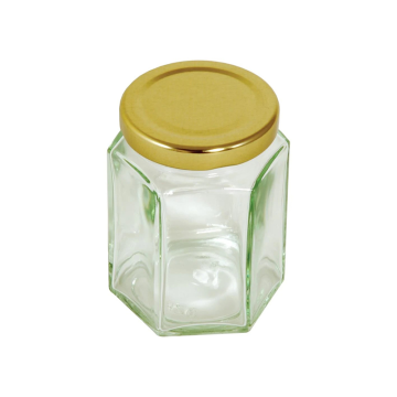 Tala Hexagnol Glass Jar with Gold Screw top Lid 190ml / 7oz