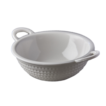 Melamine Dotted Karahi White 8&quot;