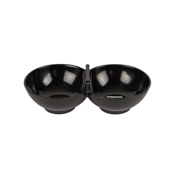 Melamine Twin Pickle / Condiment Bowl Black 21.5cm
