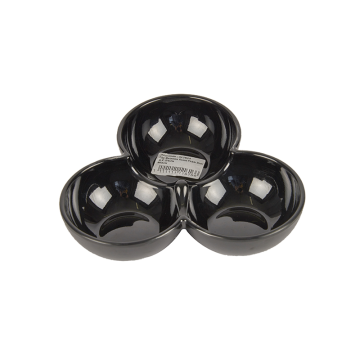 Melamine Round Triple Pickle / Condiment Bowl Black 17.5cm