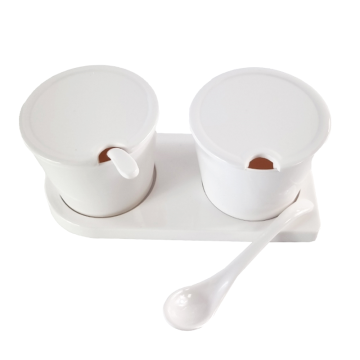 Melamine 2 Pot Condiment Set White
