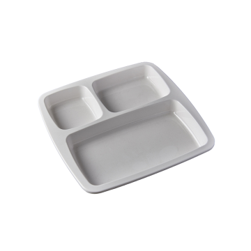 Melamine 3 Compartment Thali Plate White 26.5x24cm
