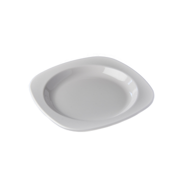Melamine Square Round Rim Soup Plate White 23cm