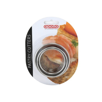 Apollo Stainless Steel Fluted Set of 3 Biscuit / Pastry Cutters 6, 7 &amp; 8.5cm Diameter