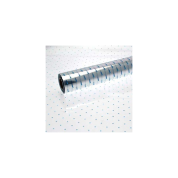 Cellophane Plastic Film Roll Baby Blue Dots 800mm x 100meter
