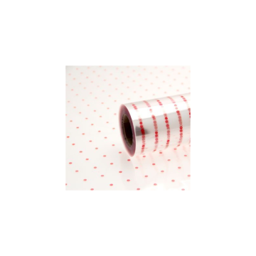 Cellophane Plastic Film Roll Red Dots 800mm x 100meter