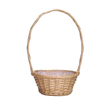 Round Florida White Basket with Handle 14&quot;