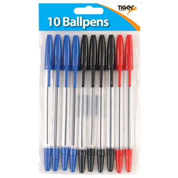Tiger Ball Pens Assorted Ink (Pack 10)