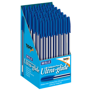 Tiger Ultra-glide Ball Point Pens Blue Ink (Pack 50)