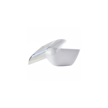 White Square Plastic Dessert Cup / Ramekin with Lid